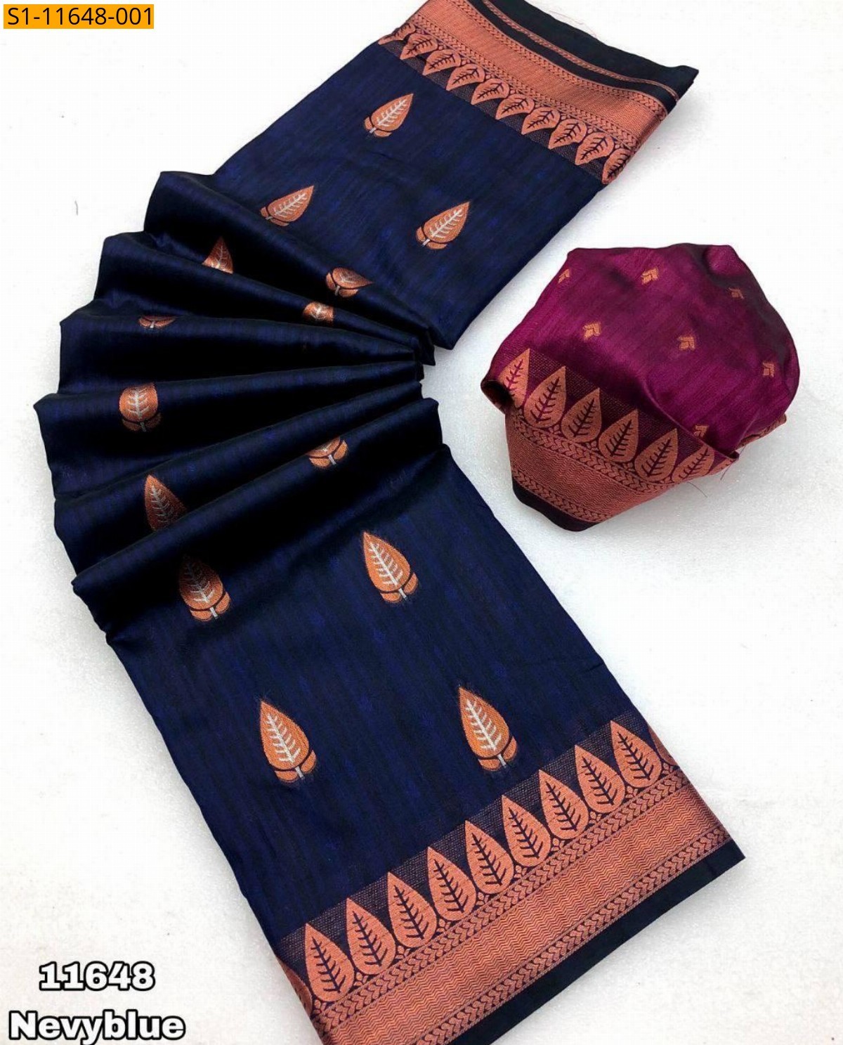 Navy Blue Fancy soft silk  saree 