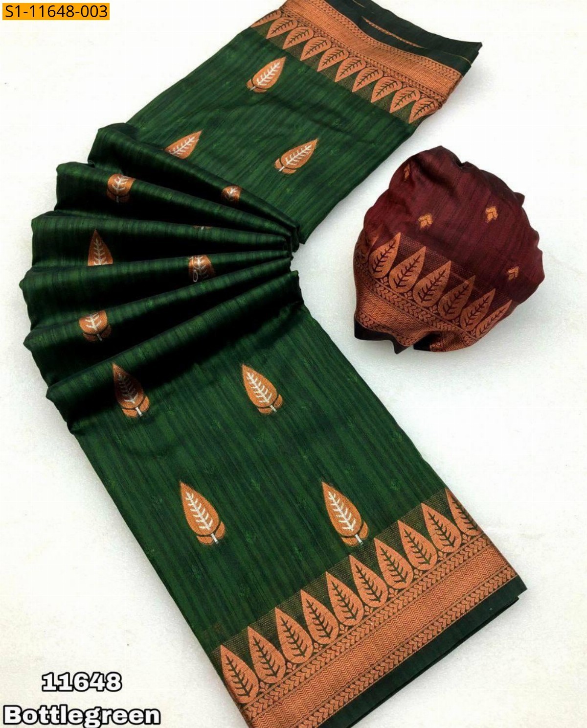 Bottle Green Fancy soft silk  saree 