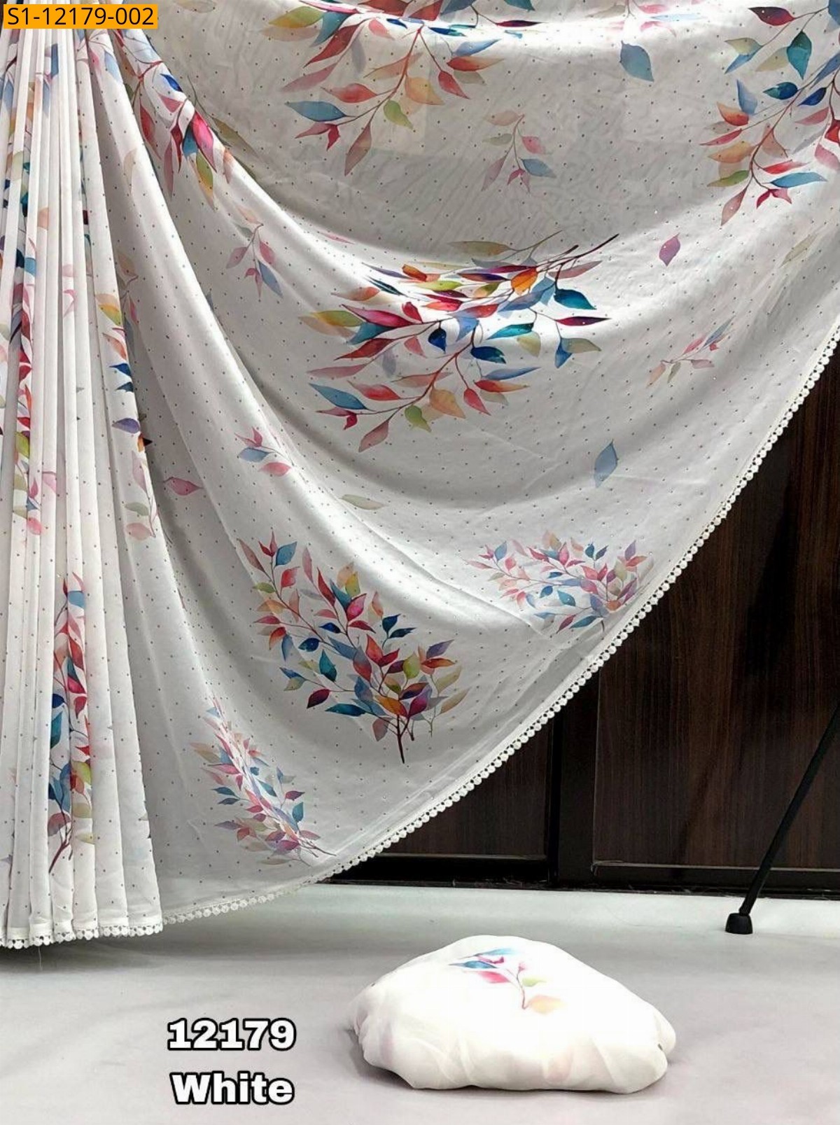 White Fancy chiffon printed saree