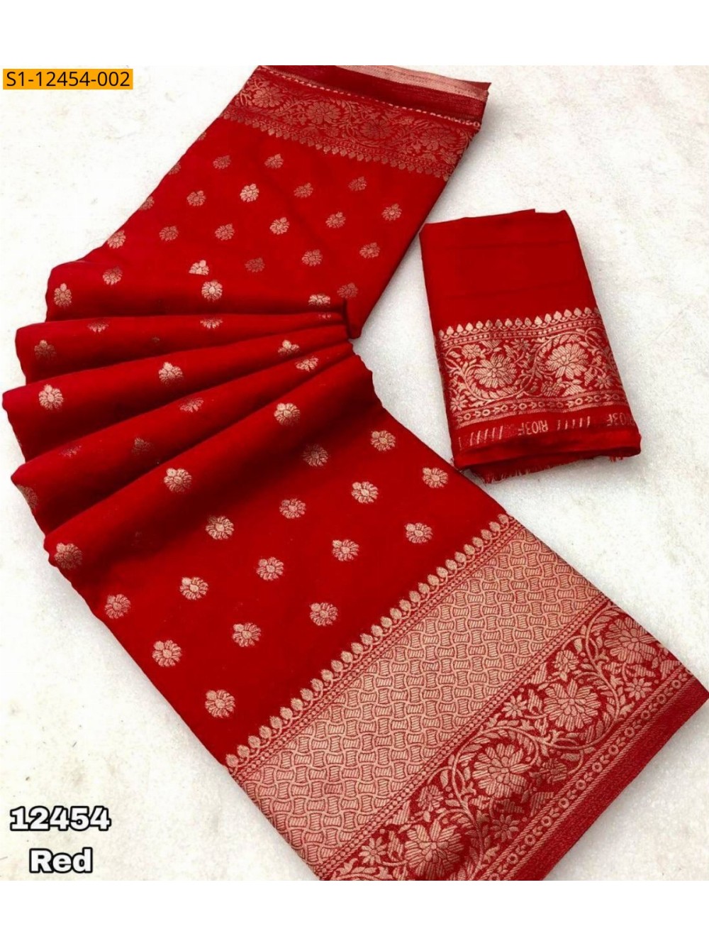 Red Khadi Georgette Sarees Red Khadi Georgette Sarees