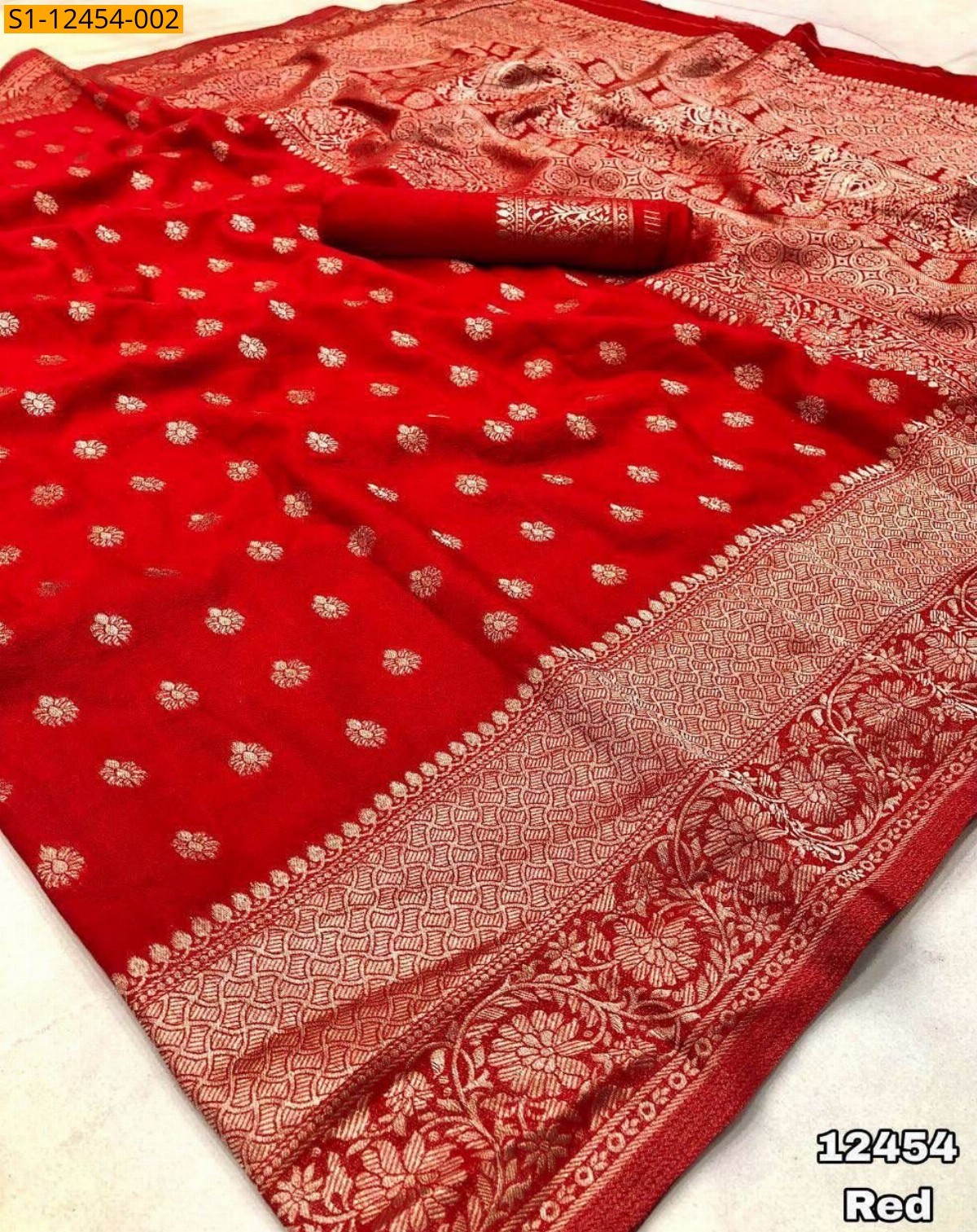 Red Khadi Georgette Sarees