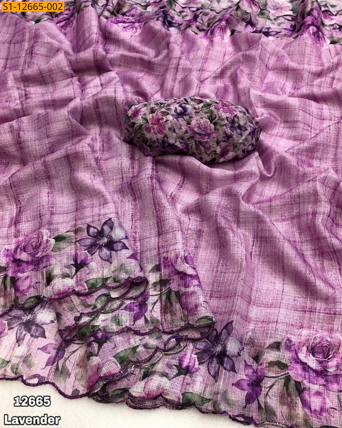 Lavender Soft kota checks sarees