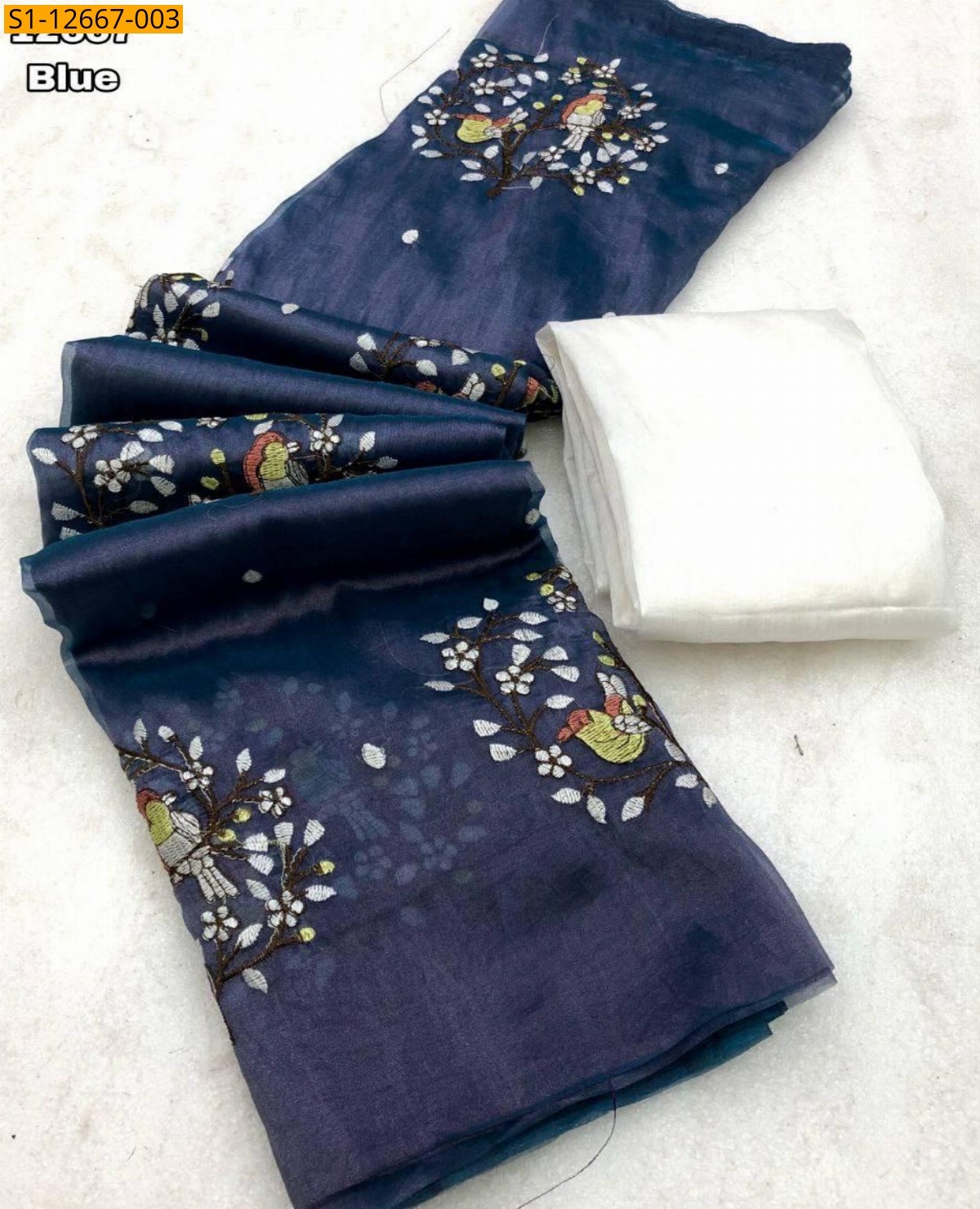 Blue Fancy tissue silk sarees