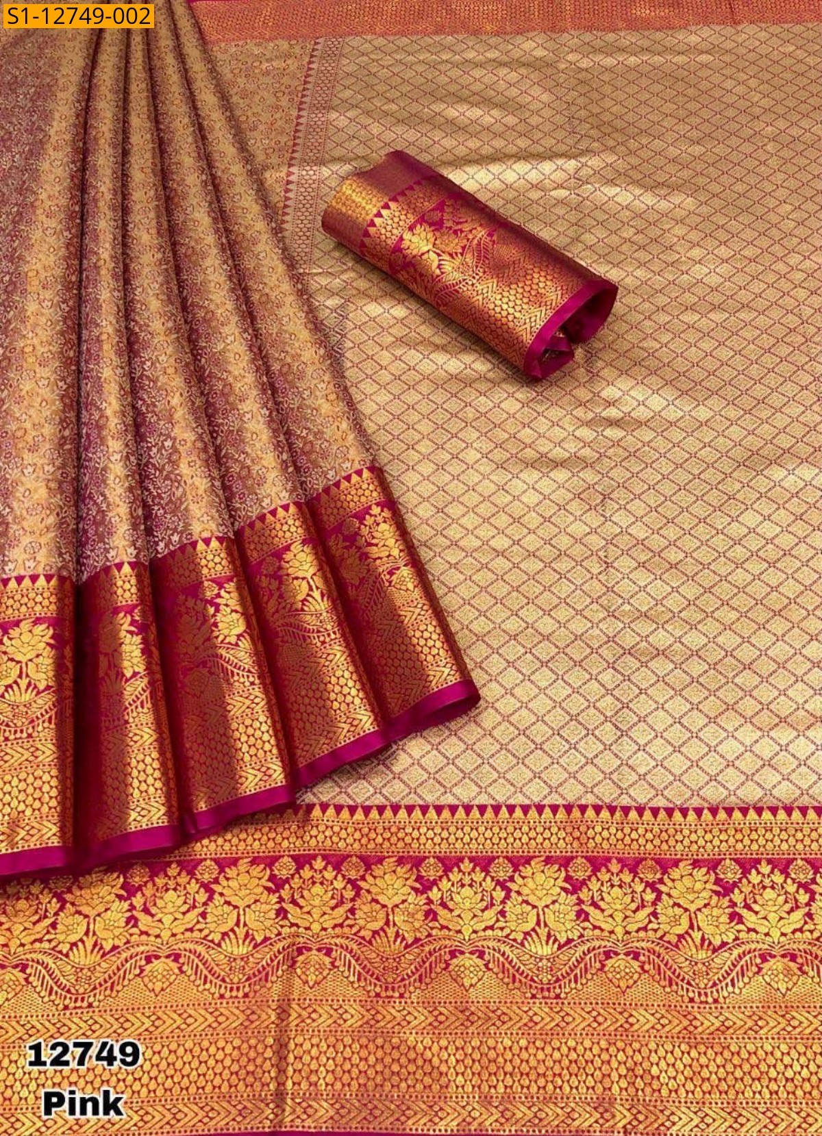 Pink Fancy Kanjiviram pattu silk Saree