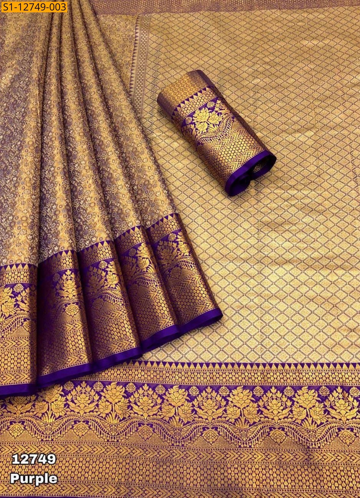 Purple Fancy Kanjiviram pattu silk Saree