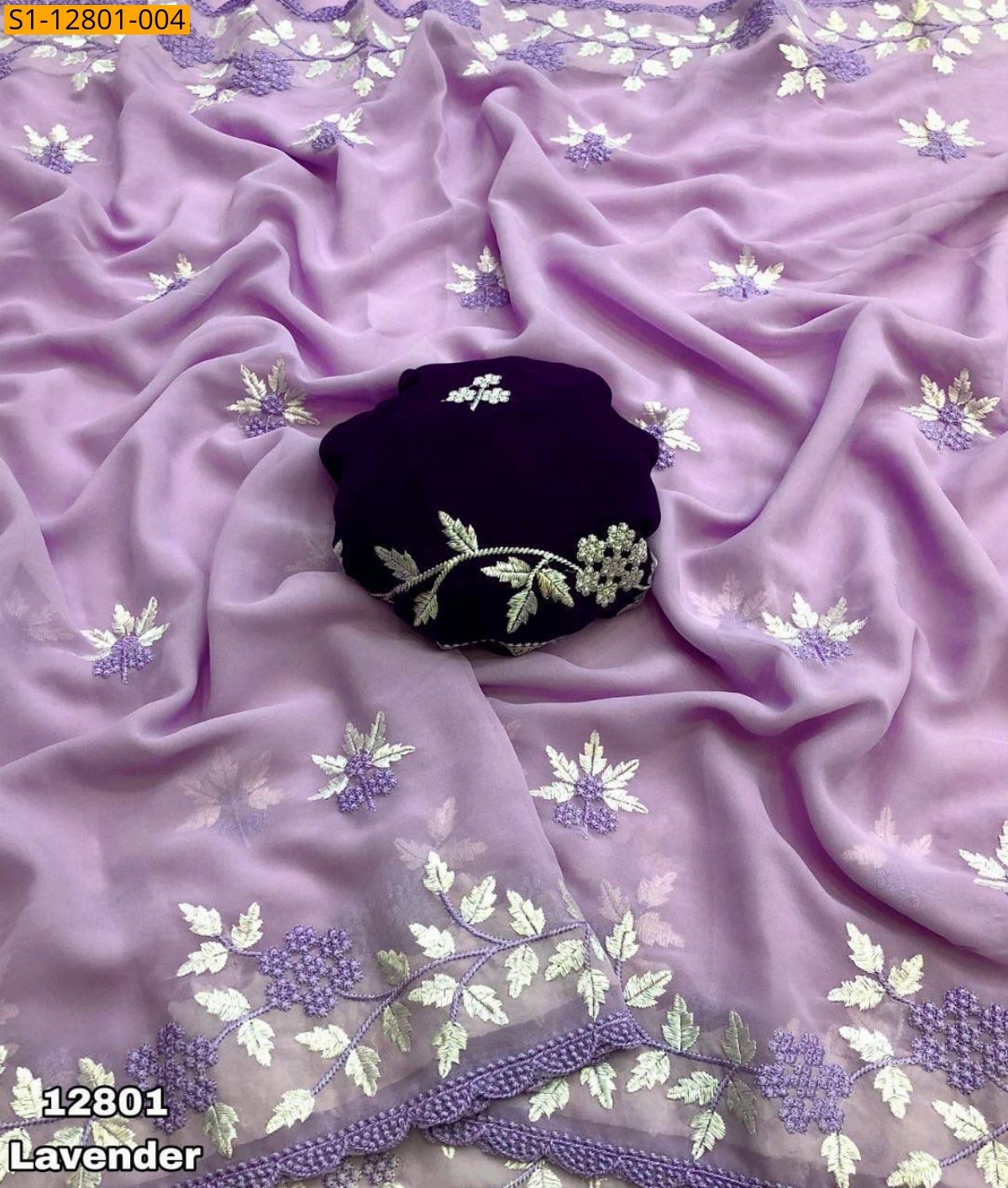 Purple Fancy georgette sarees