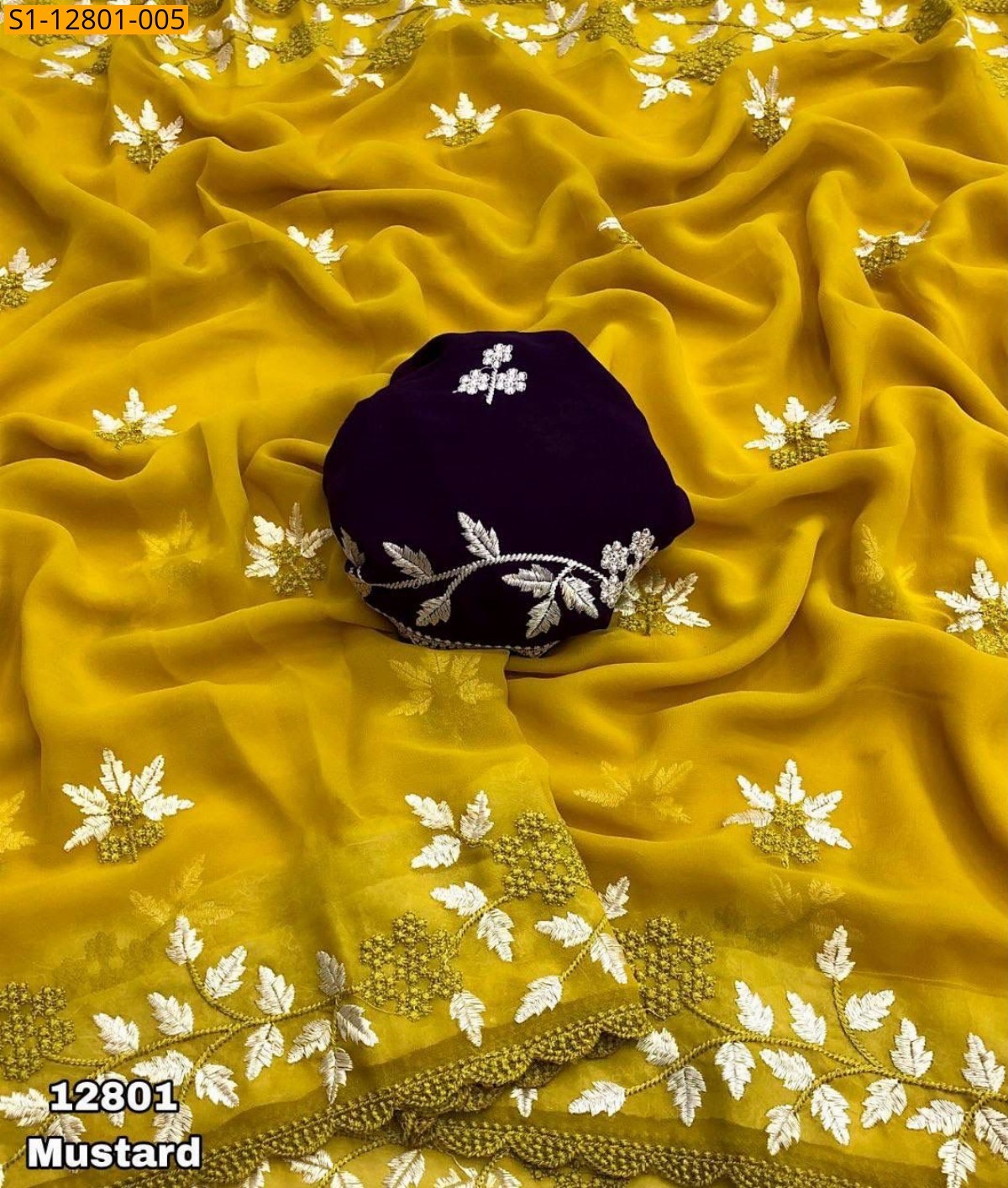 Yellow Fancy georgette sarees