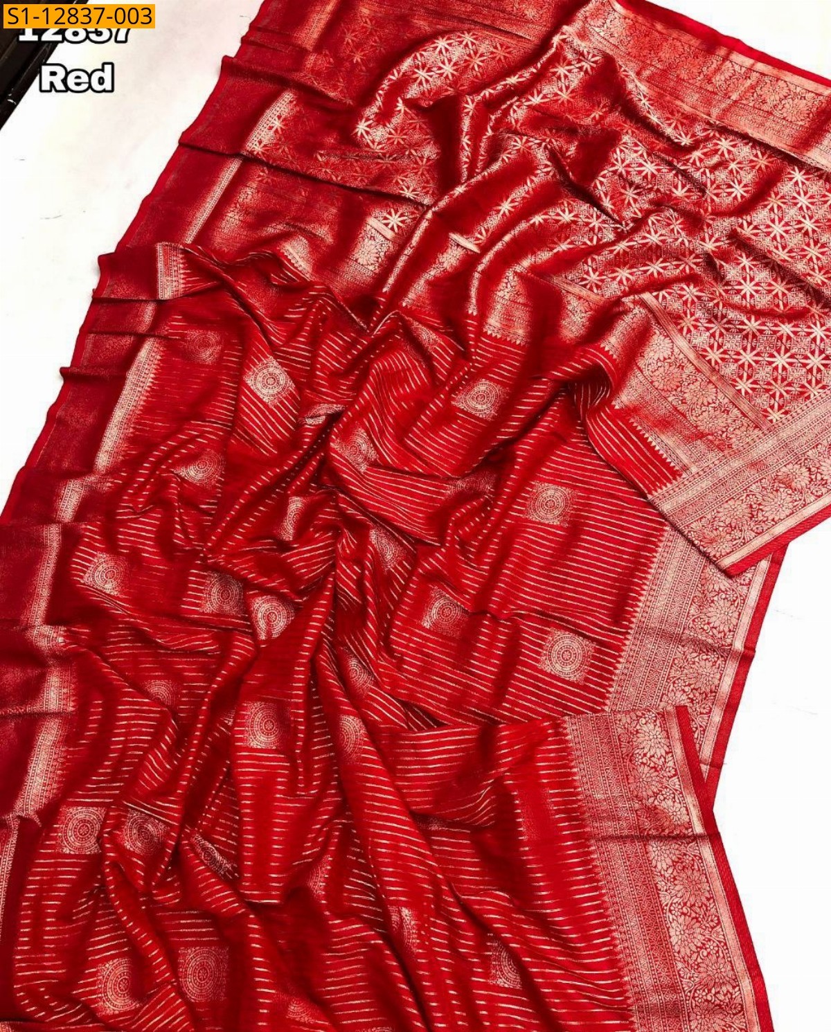 Red Khadi Georgette saree