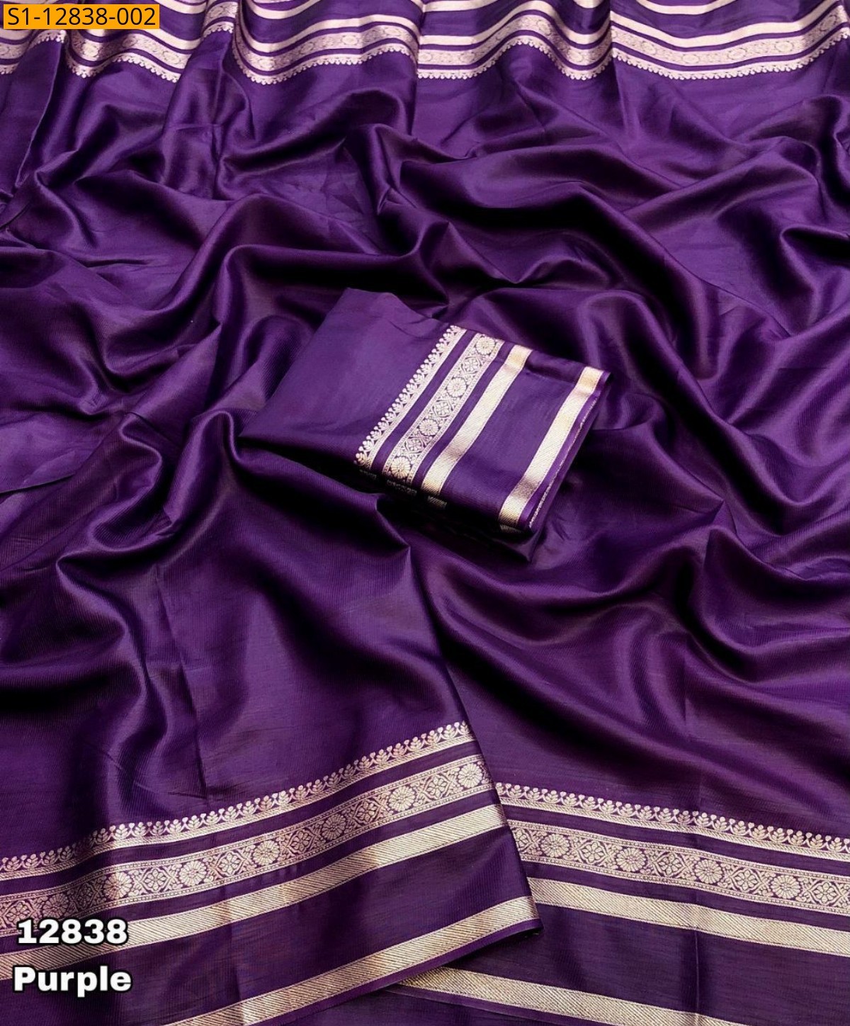 Purple Fancy satin saree