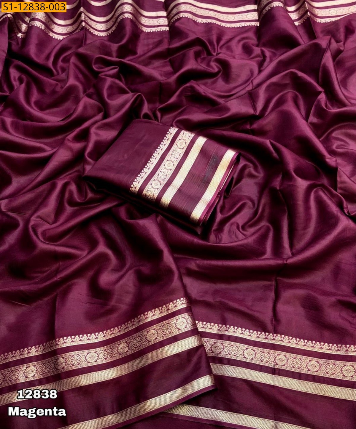 Magenta Fancy satin saree