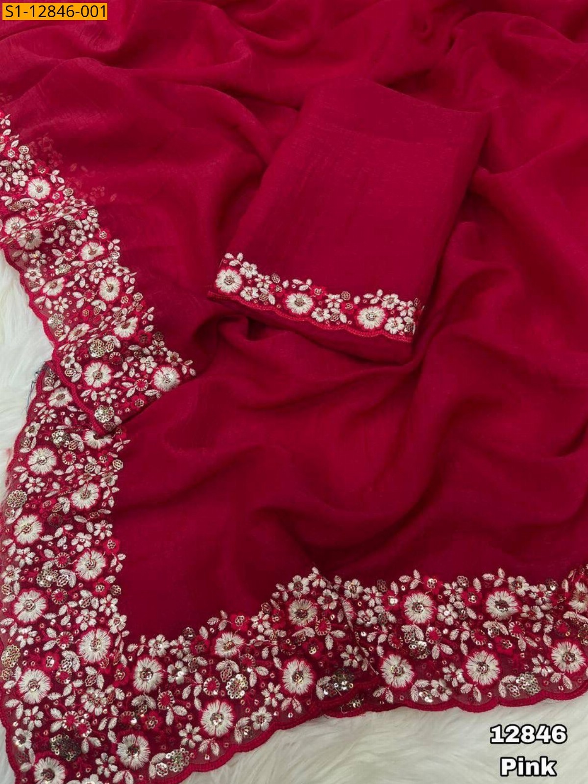Pink Crunchy crush silk  sarees