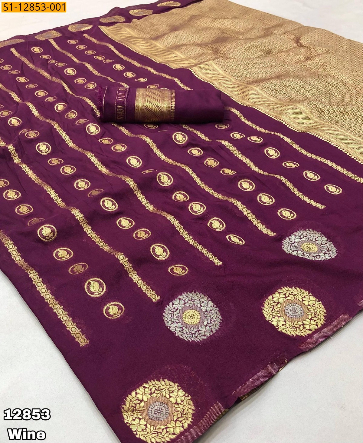 Maroon Fancy khadi georgette saree