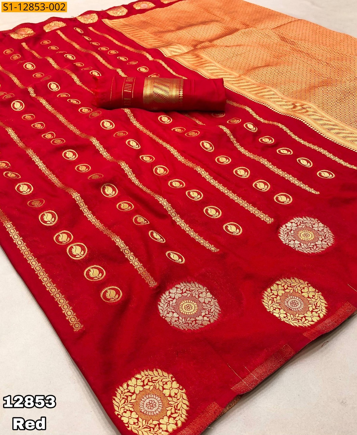 Red Fancy khadi georgette saree