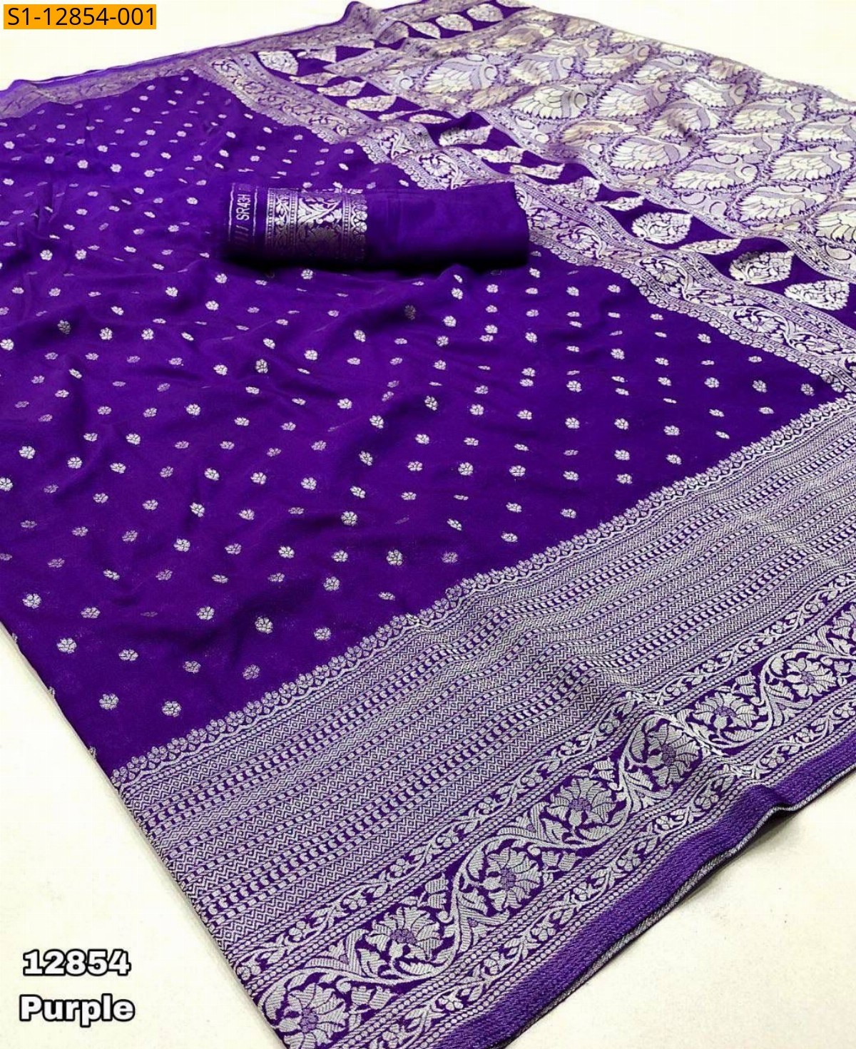 Purple Khadi Georgette Sarees