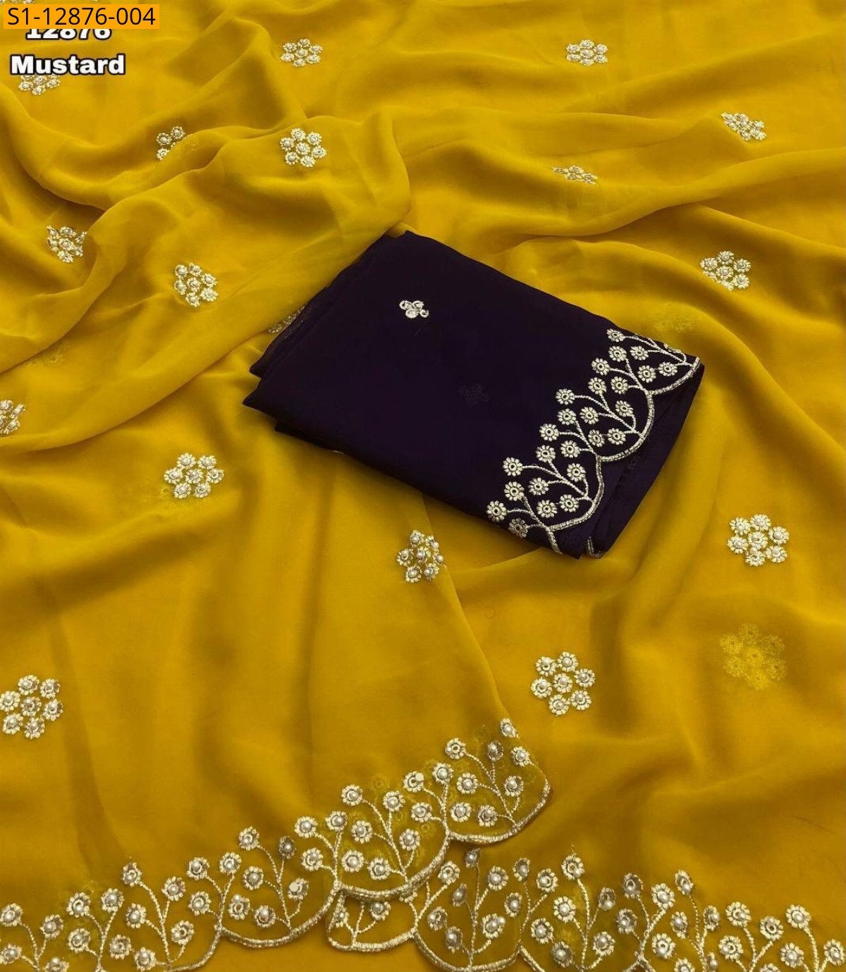 Mustard Georgette Sarees