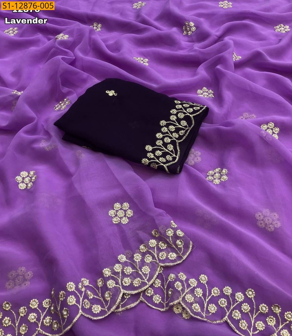 Lavender Georgette Sarees