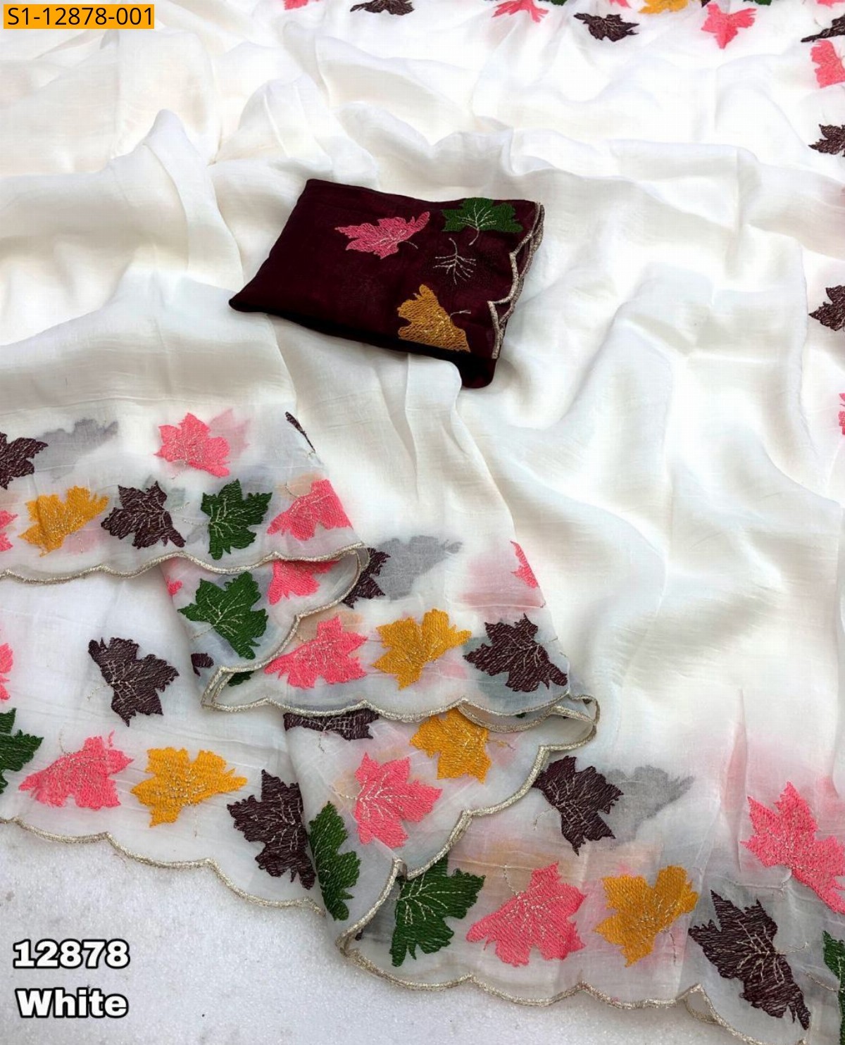 White Fancy  Crunchy crush saree