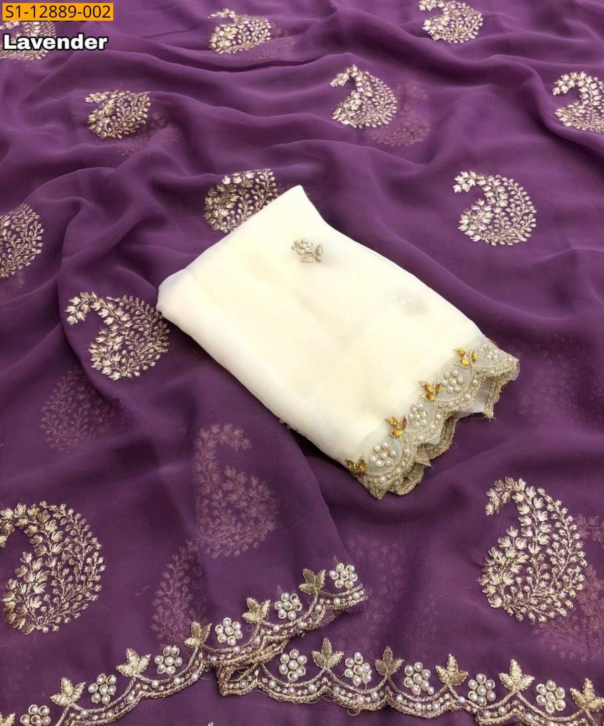 Purple Faux georgette saree
