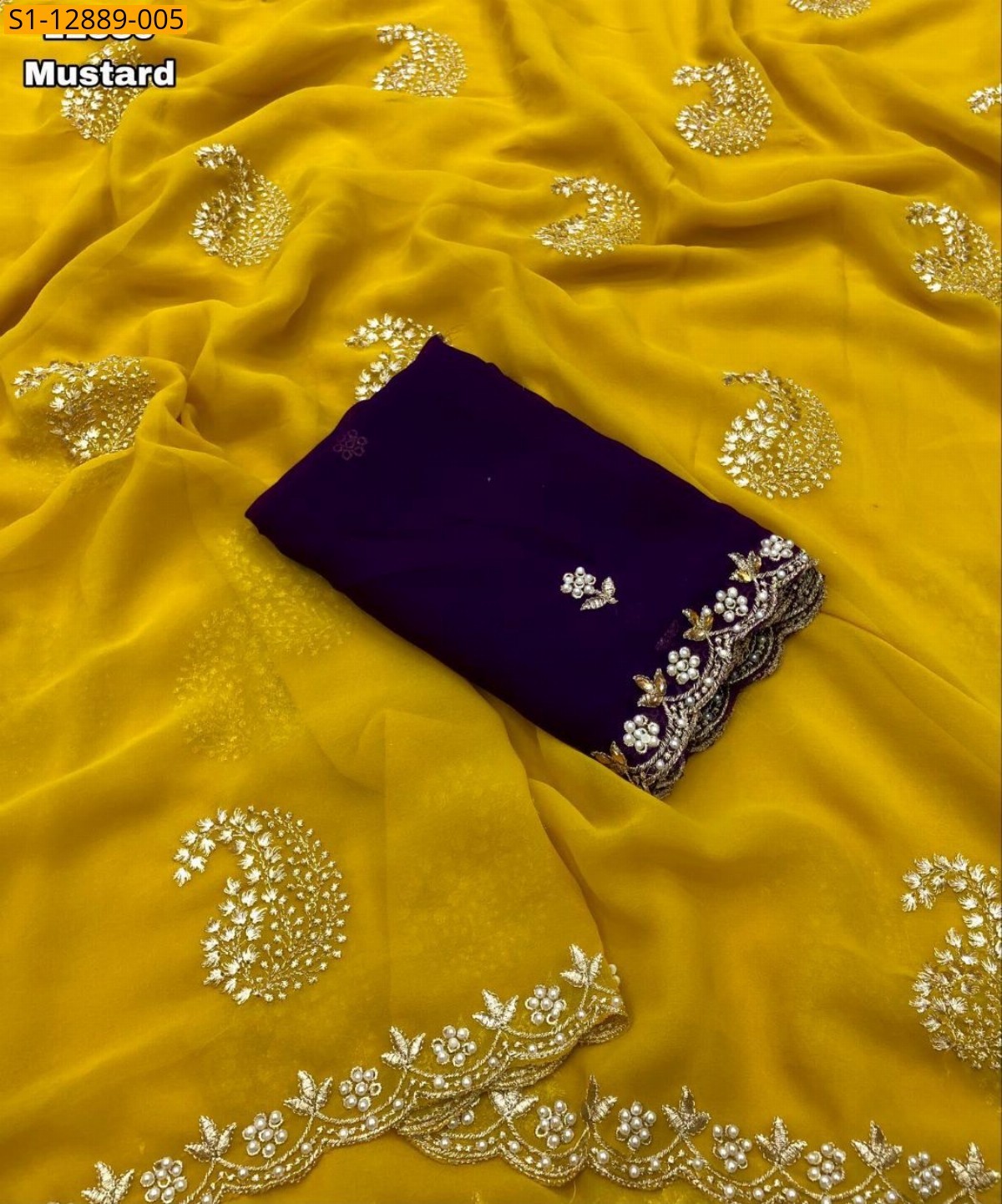 Yellow Faux georgette saree