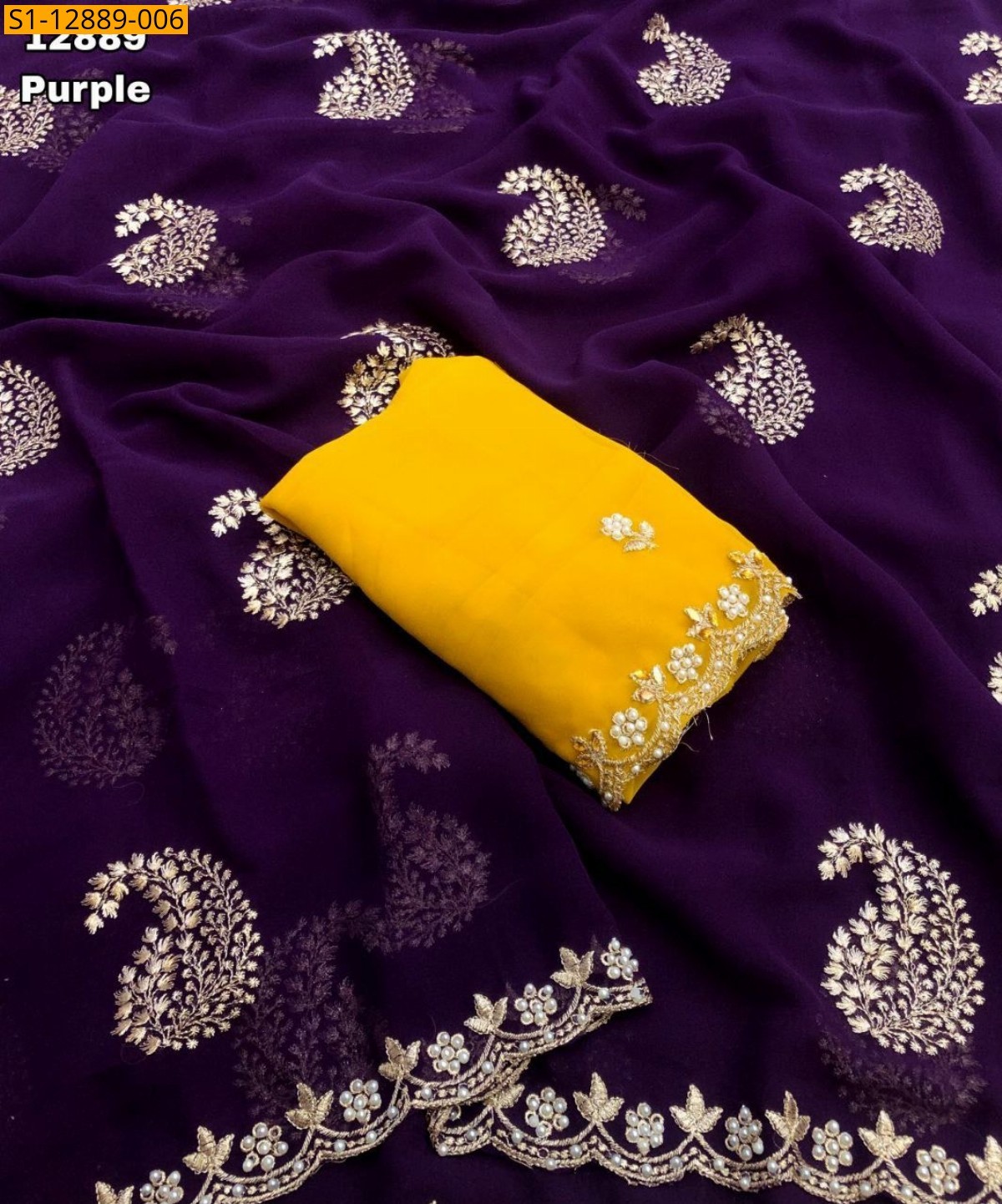 Violet Faux georgette saree