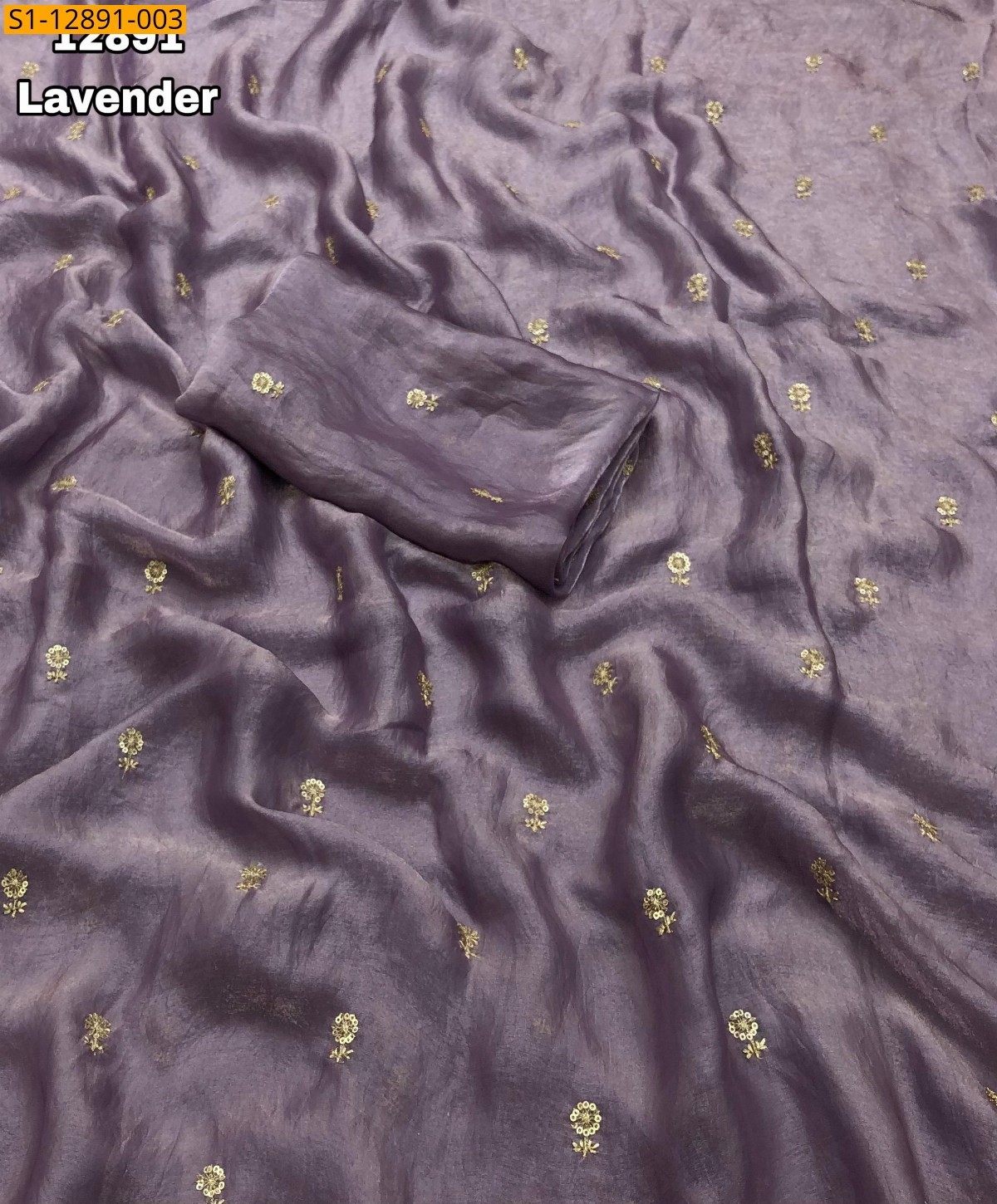 Lavender Space silk satin saree 