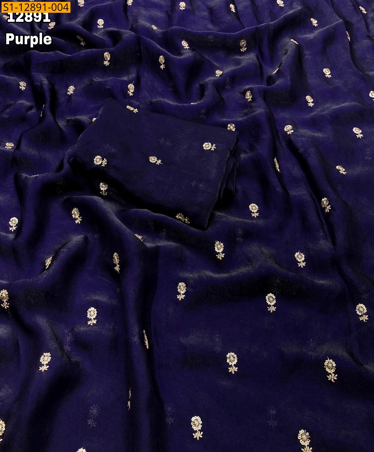 Purple Space silk satin saree 