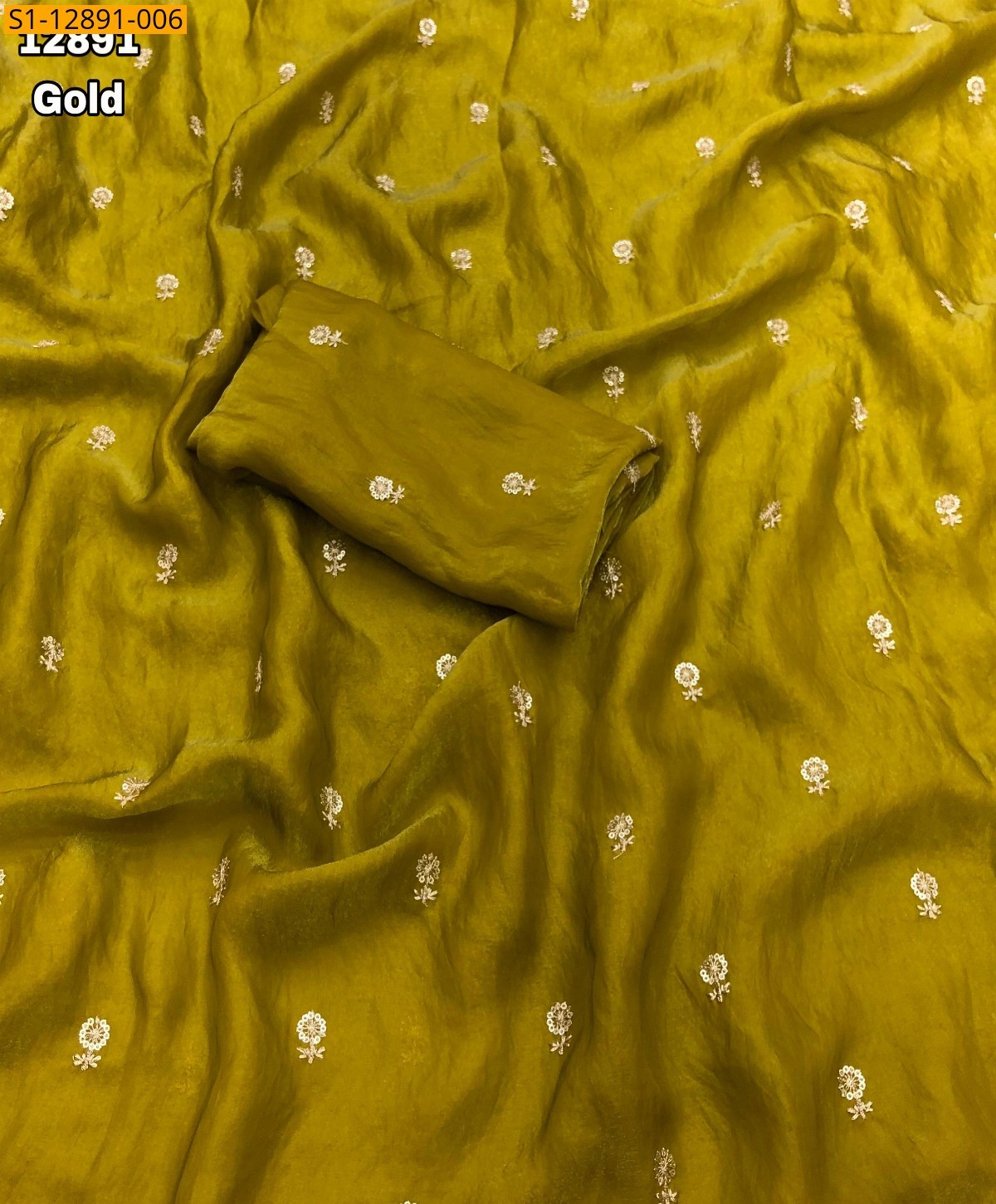 Gold Space silk satin saree 