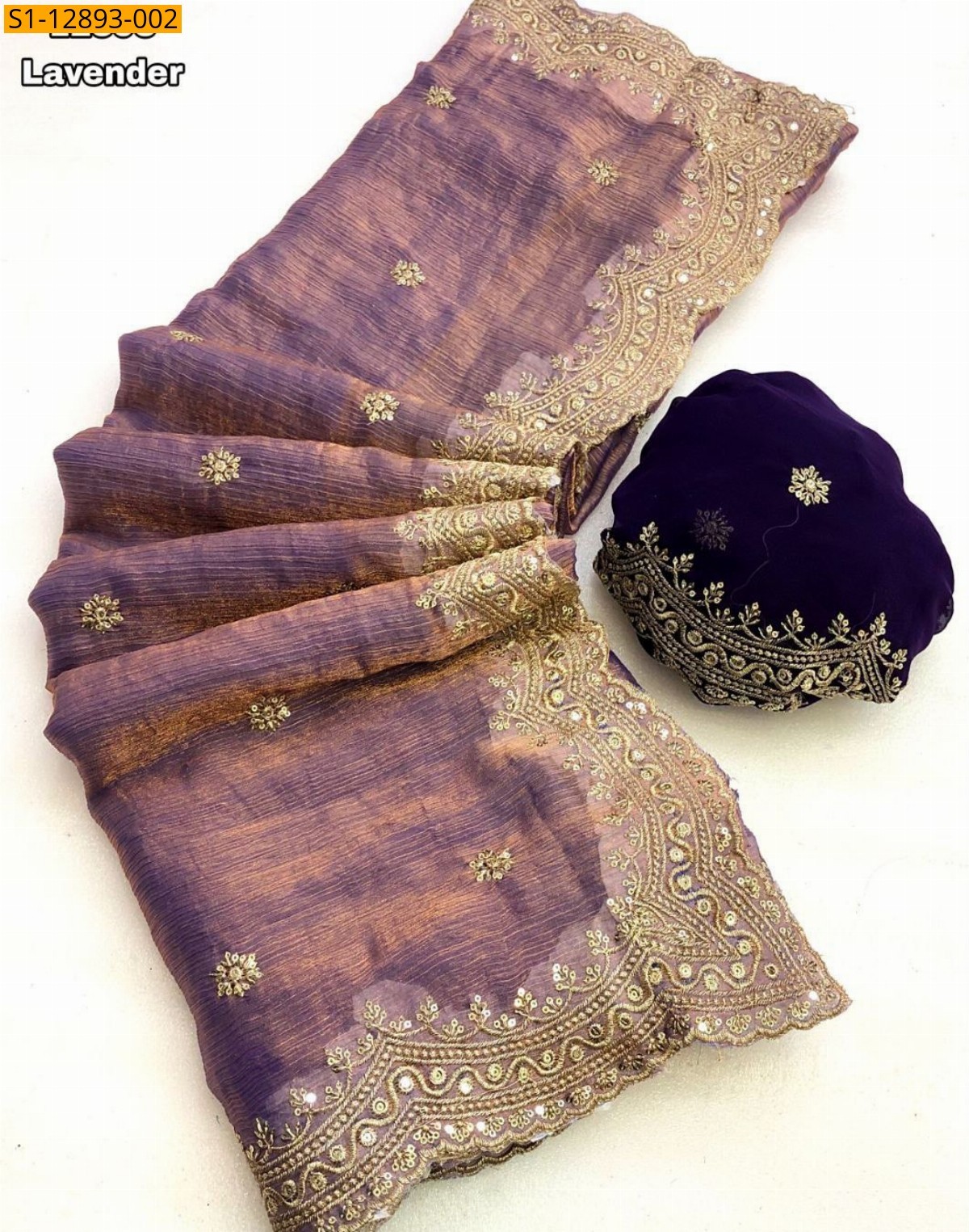 Lavender Fendy chiffon sarees