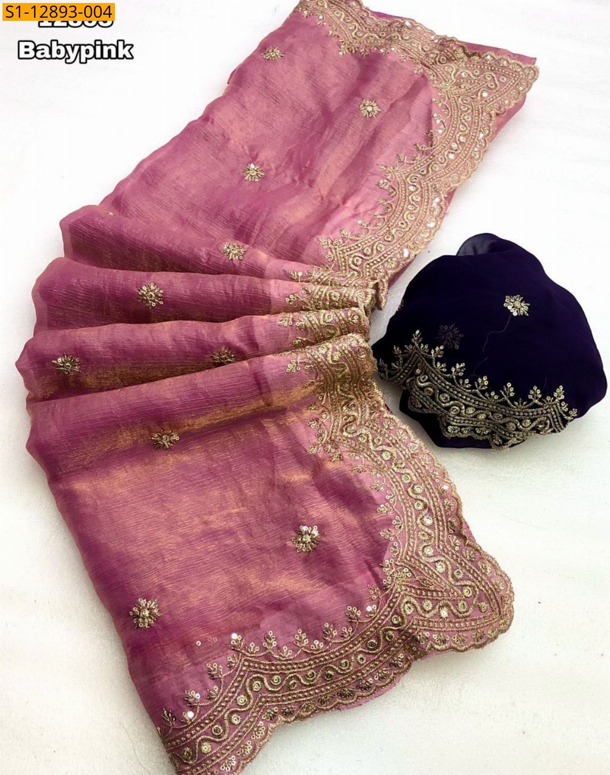 Baby Pink Fendy chiffon sarees