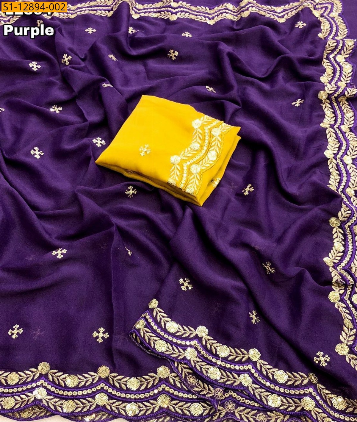Purple Fancy georgette  sarees
