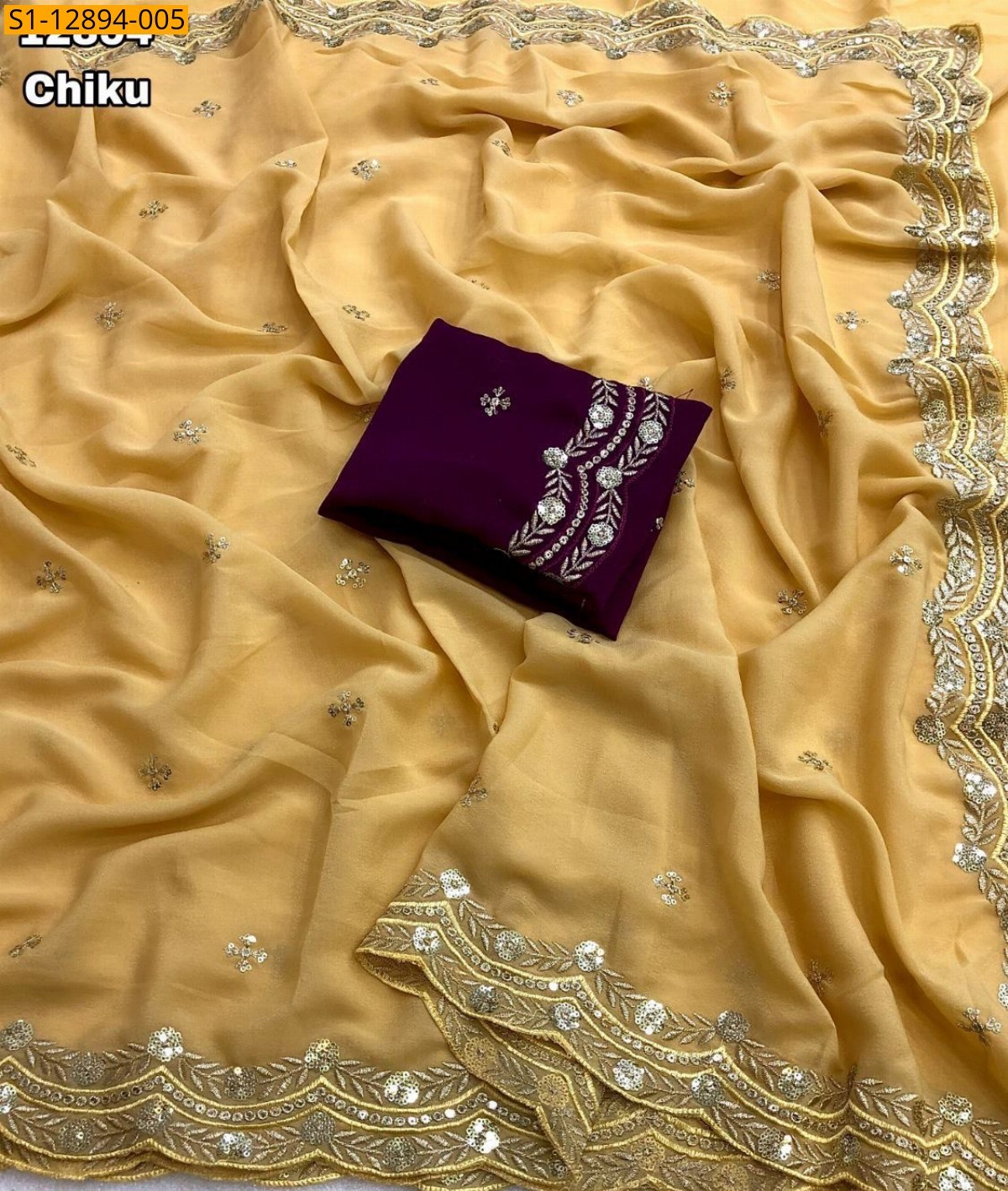 Beige Fancy georgette  sarees