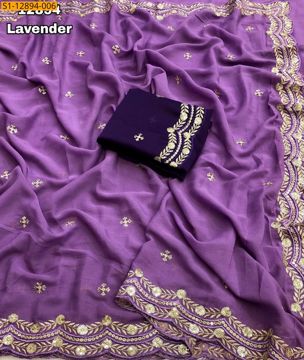Lavender Fancy georgette  sarees