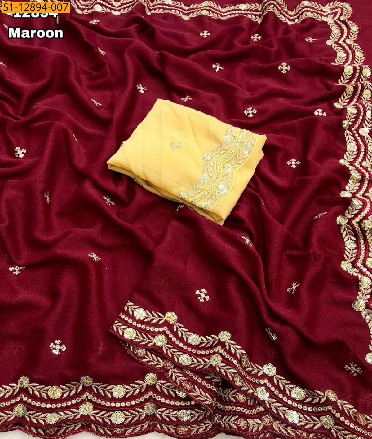 Maroon Fancy georgette  sarees