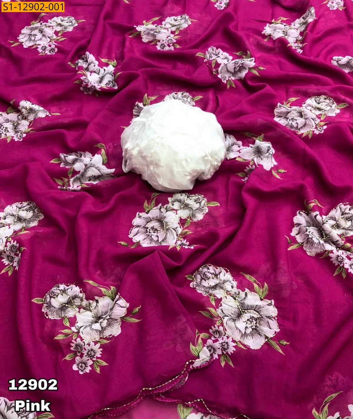 Pink Soft and smooth weightless chiffon sarees