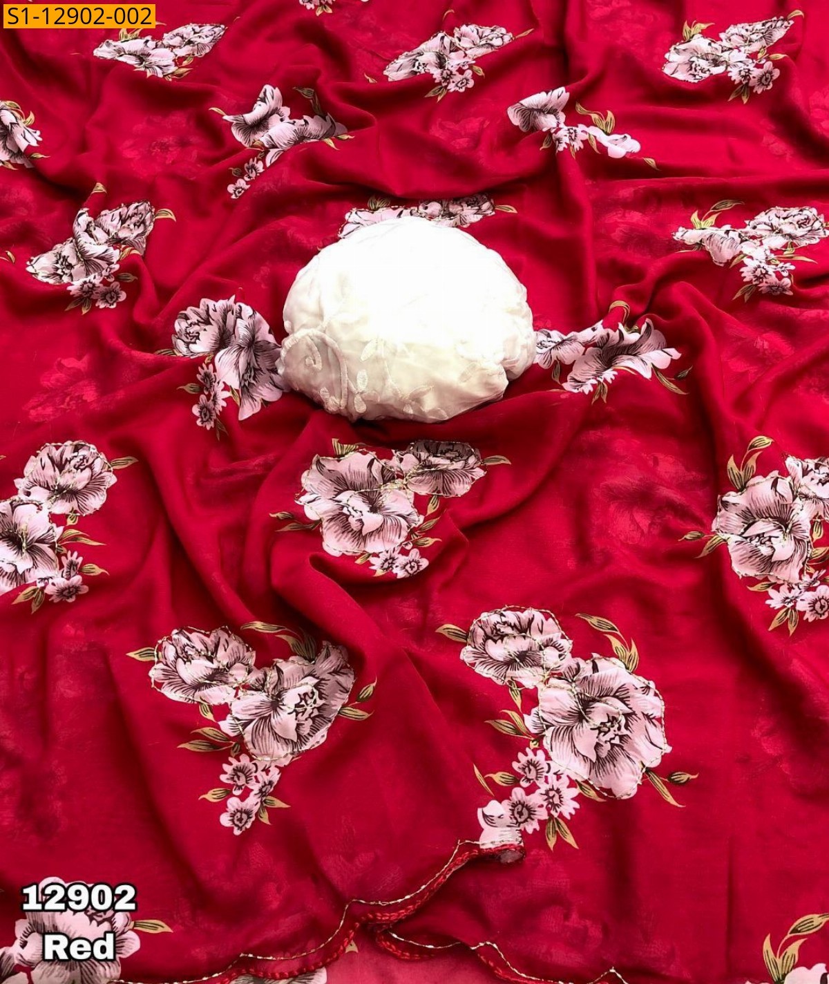 Red Soft and smooth weightless chiffon sarees