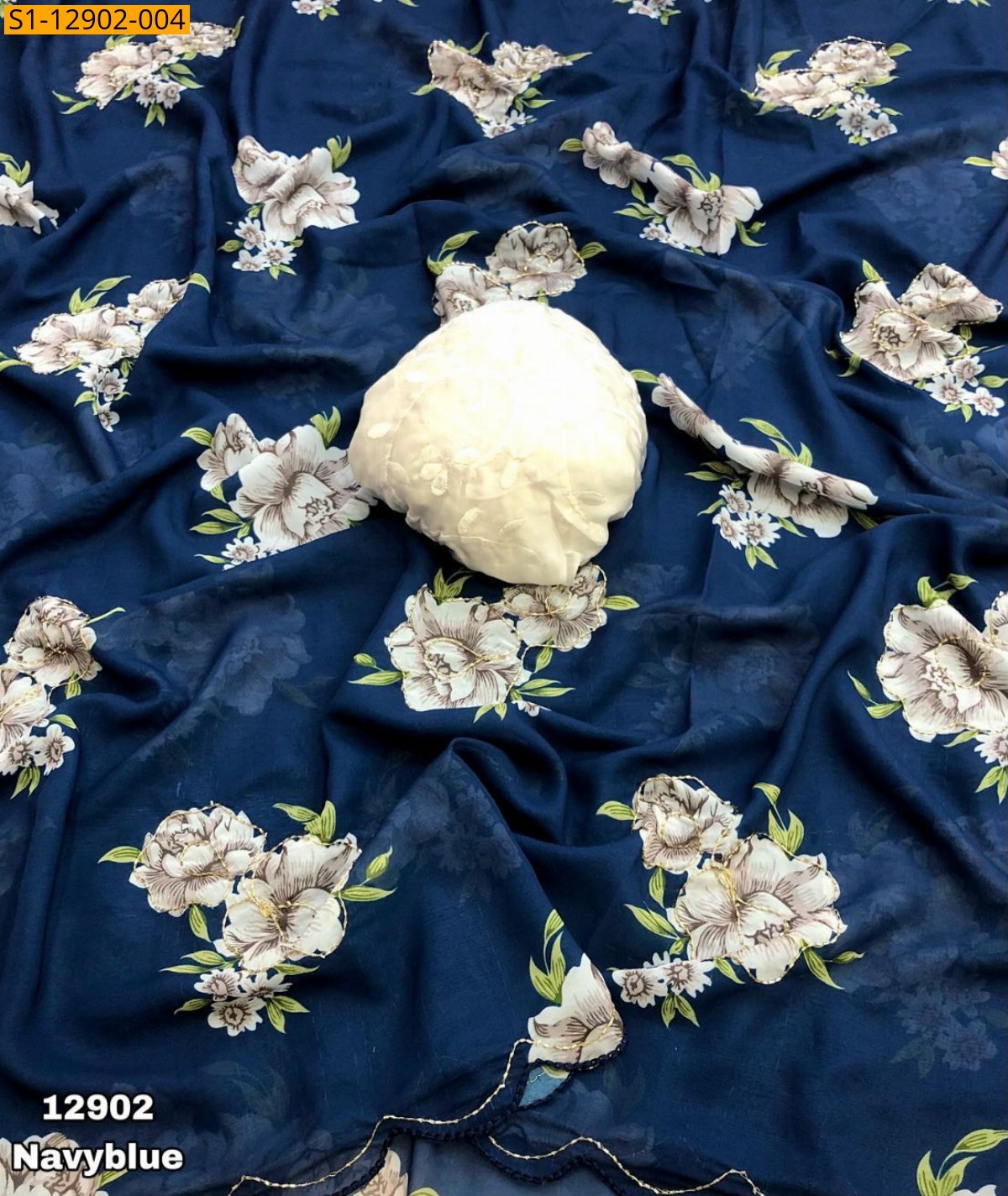 Navy BLue Soft and smooth weightless chiffon sarees