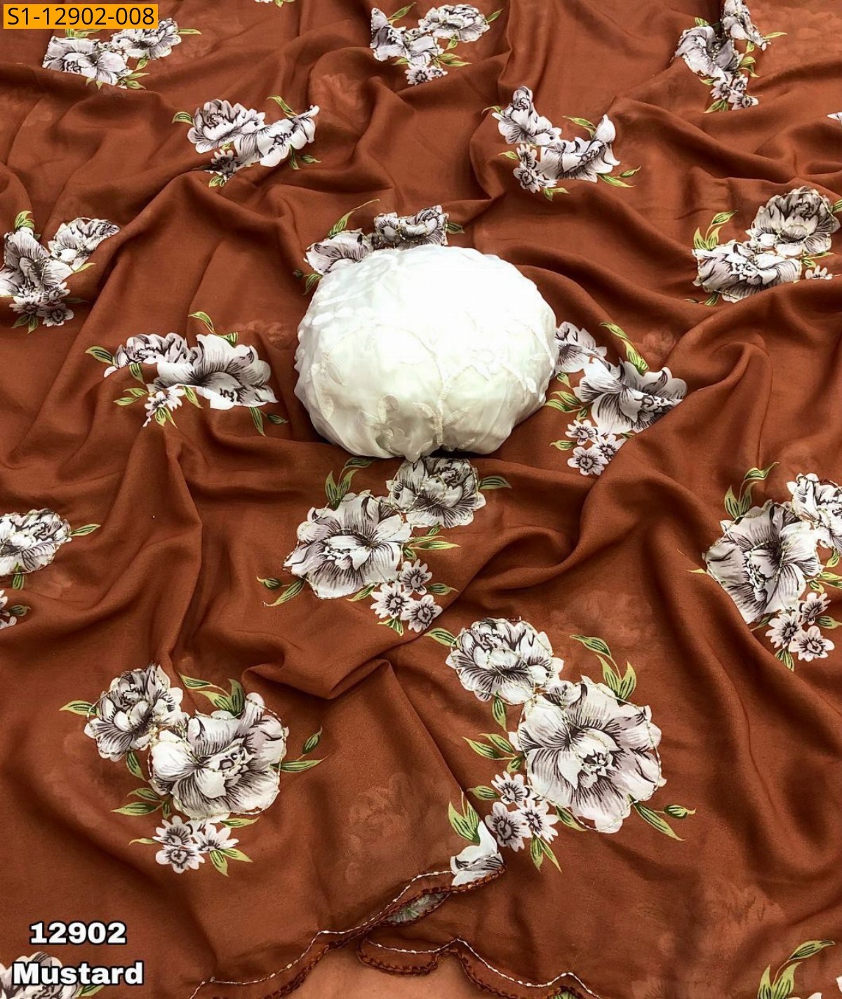 Mustard Soft and smooth weightless chiffon sarees