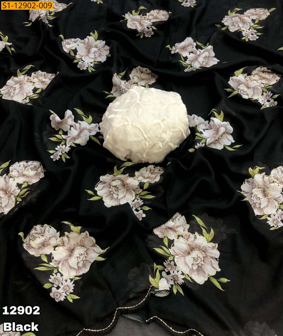 Black Soft and smooth weightless chiffon sarees