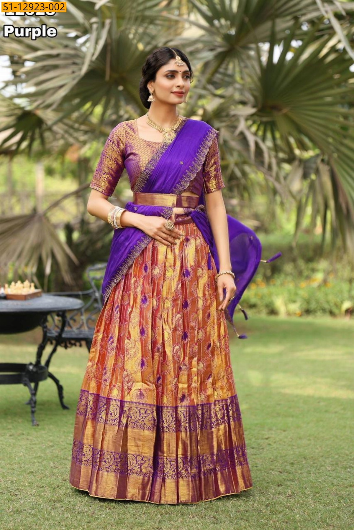 Purple Kanjivaram Silk Half Sarees