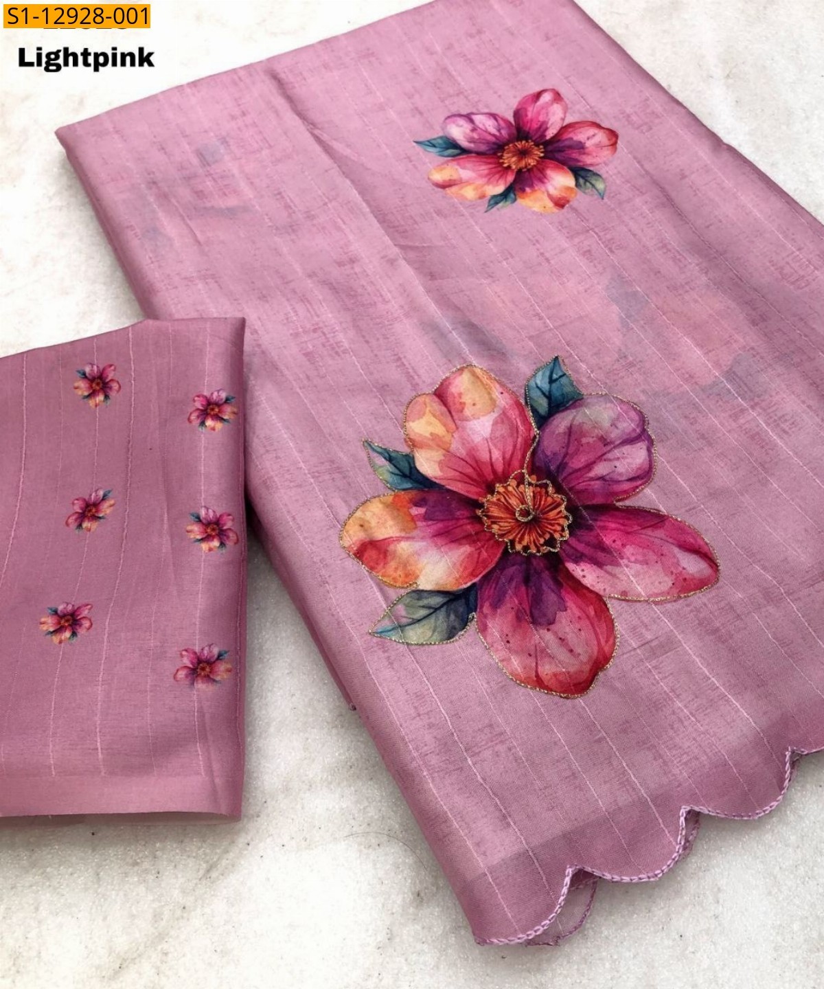 Pink Fancy Tussar silk saree
