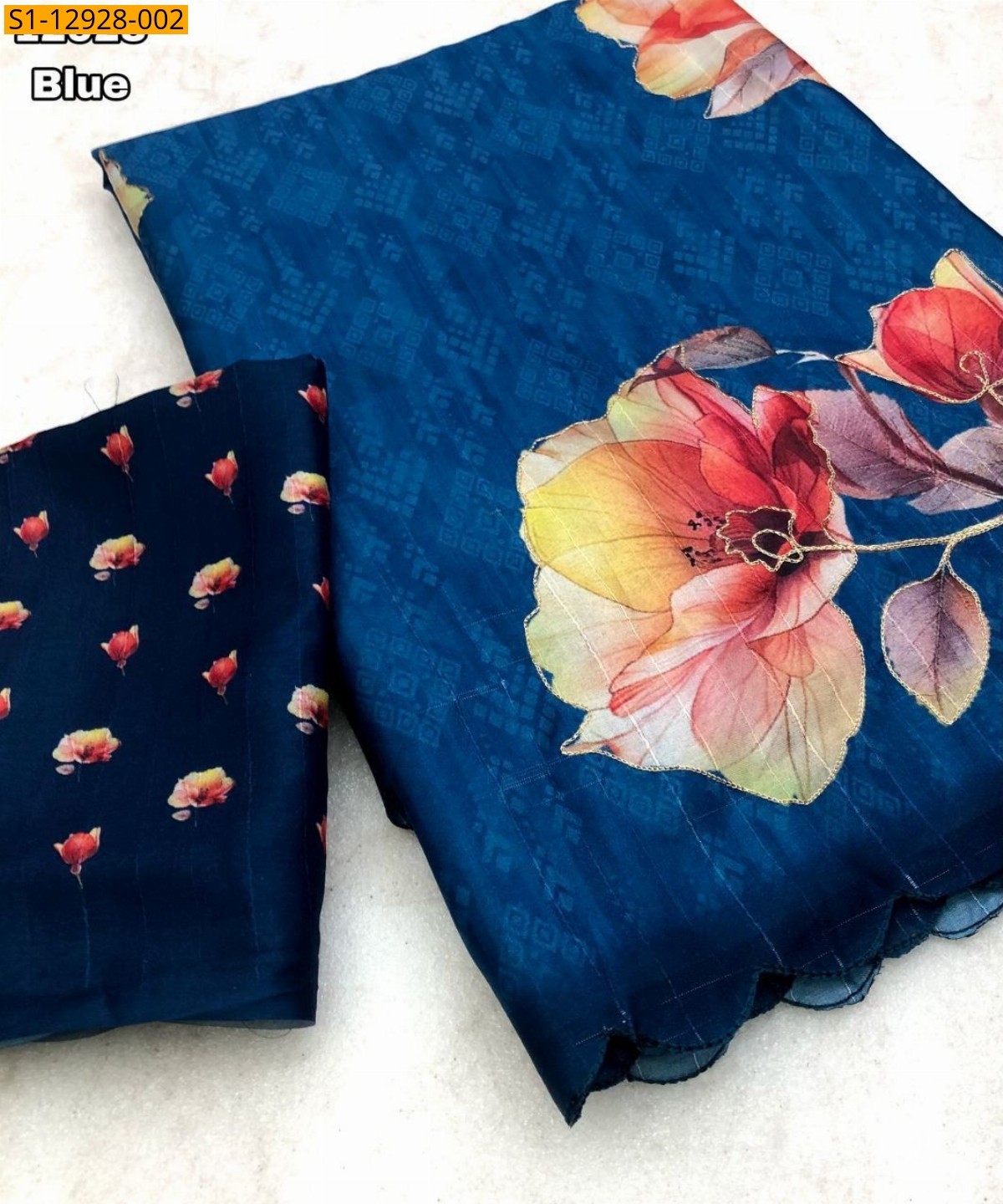 Blue Fancy Tussar silk saree