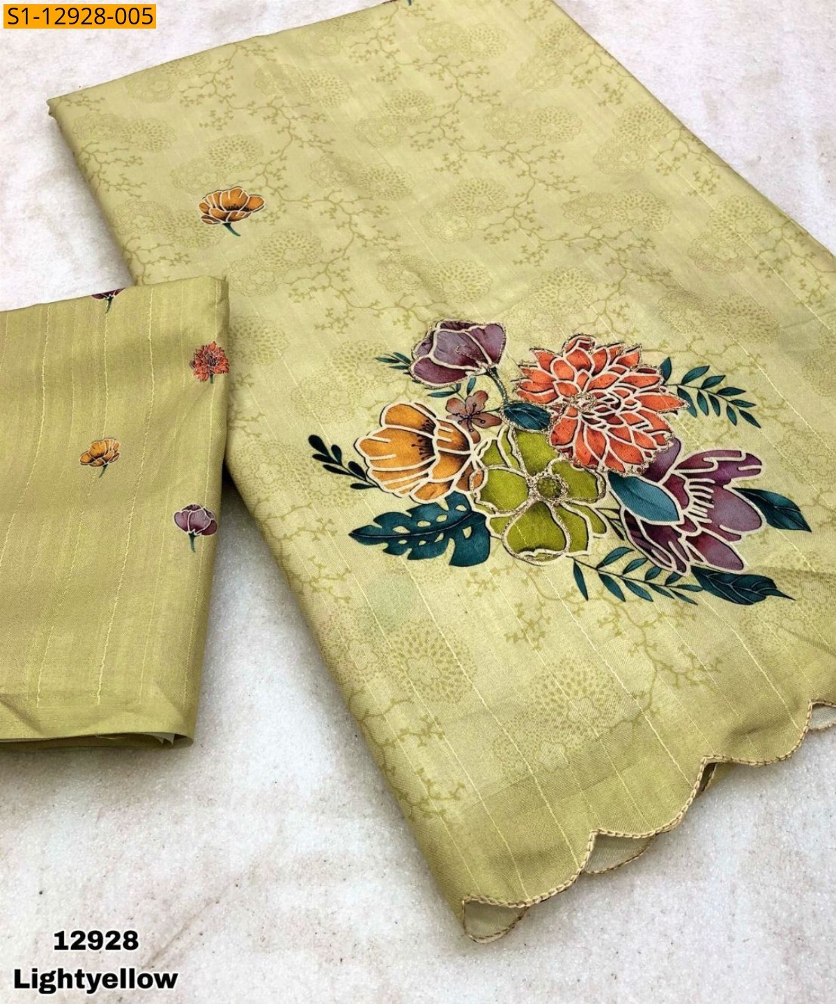 Mustard Fancy Tussar silk saree