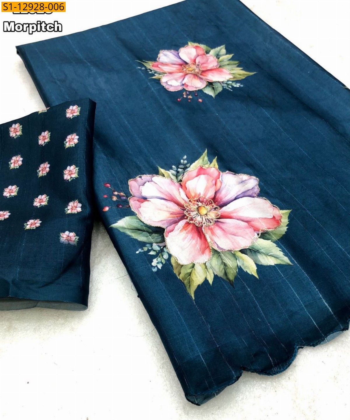 Blue Fancy Tussar silk saree