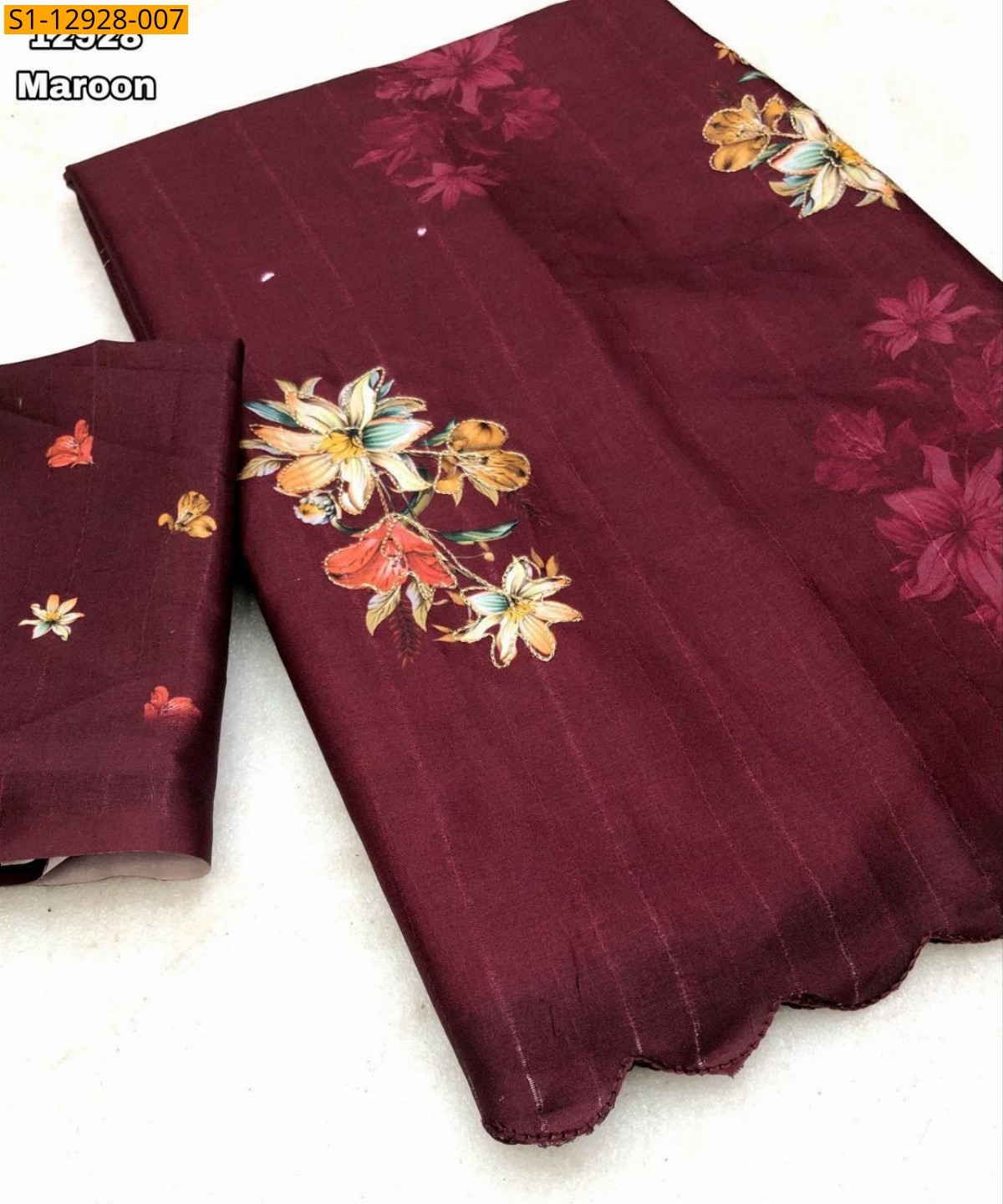 Maroon Fancy Tussar silk saree