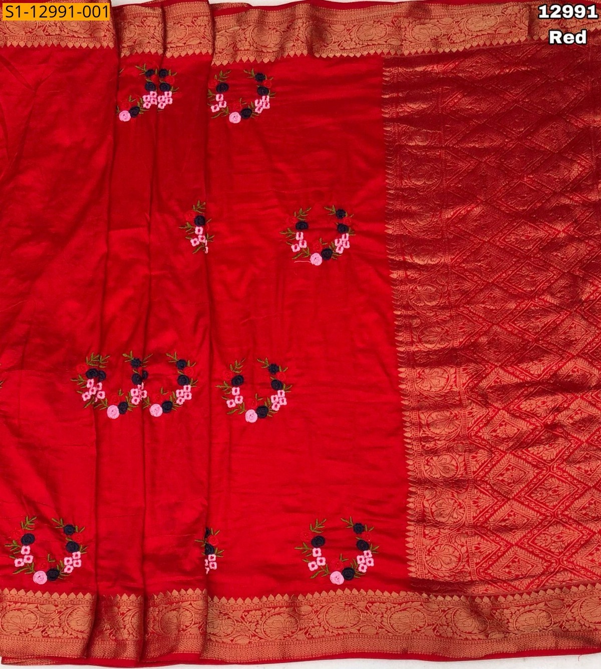 Red Soft dola silk saree