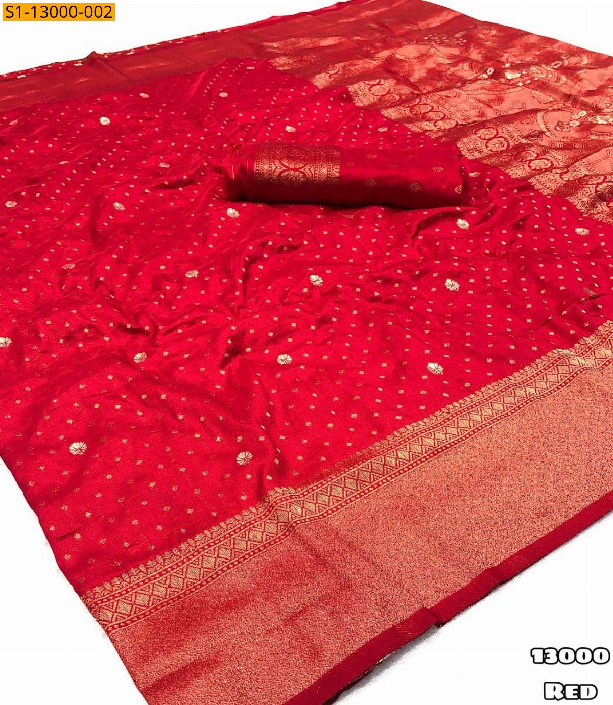 Red Khadi Georgette  saree