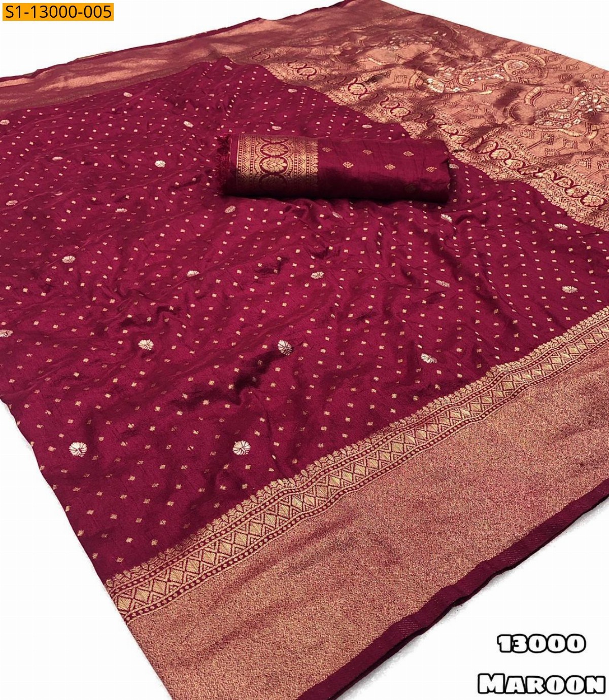 Maroon Khadi Georgette  saree