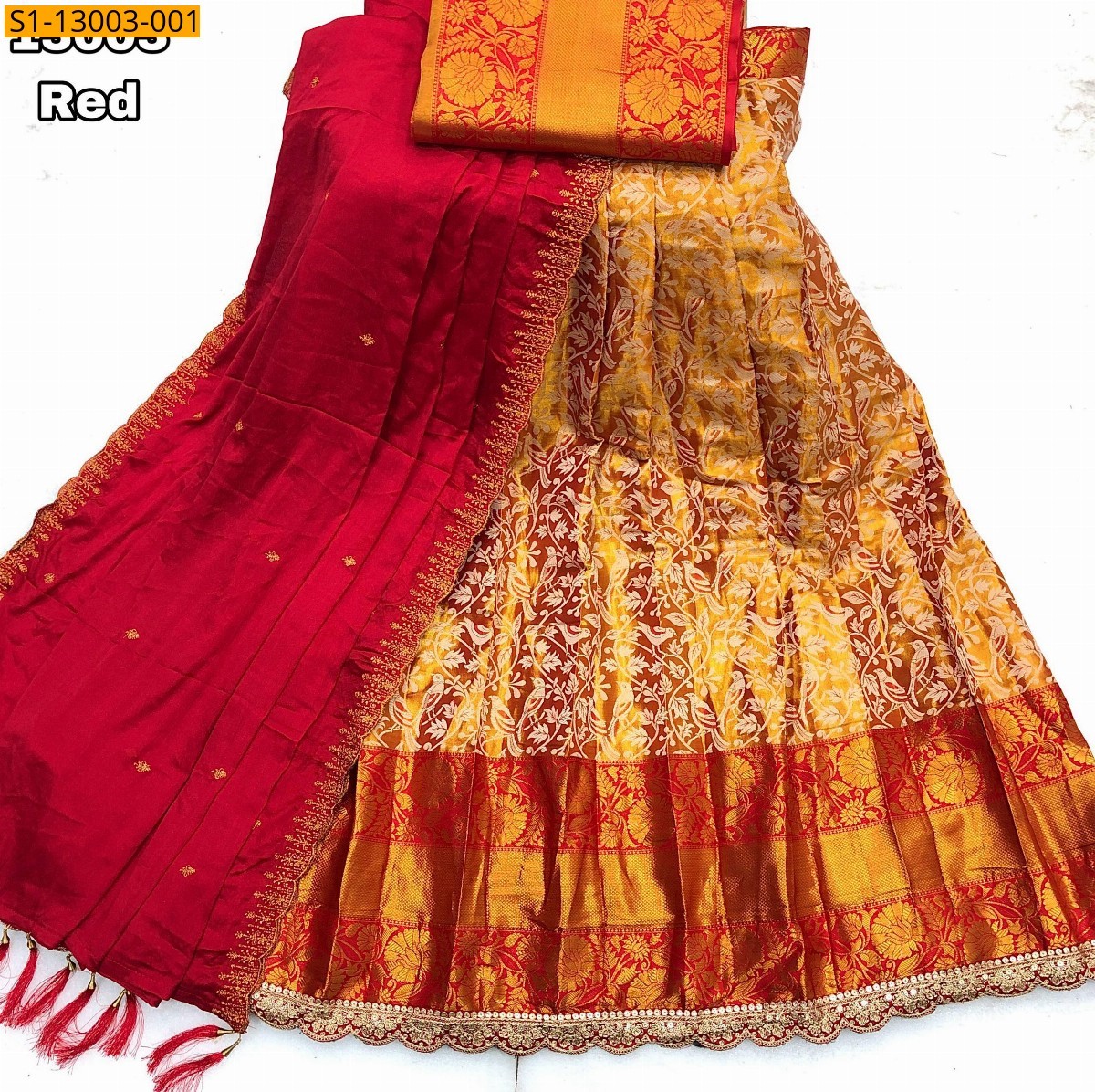 Red Kanjivaram Silk Half Saree