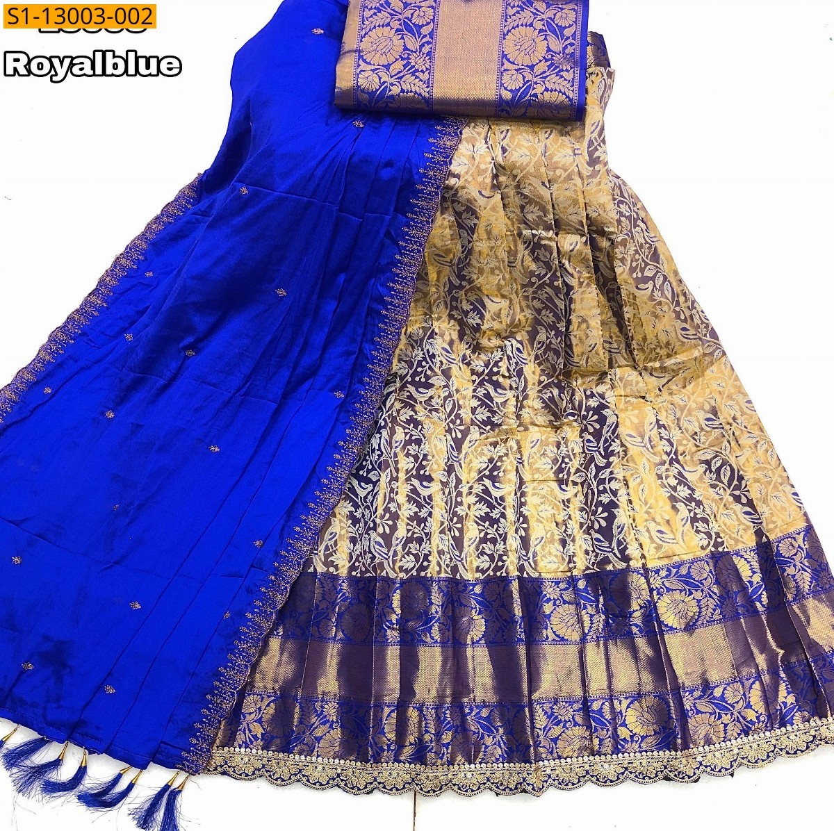 Royal blue Kanjivaram Silk Half Saree