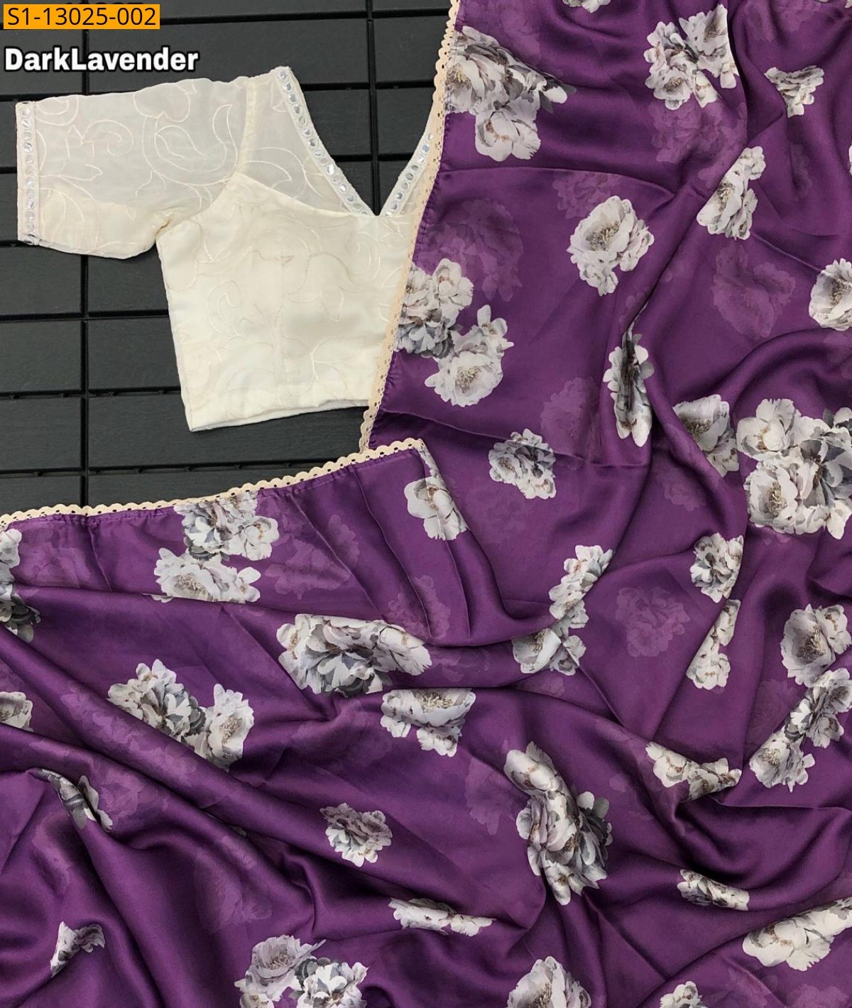 Dark lavender Soft & smooth satin Georgette sarees